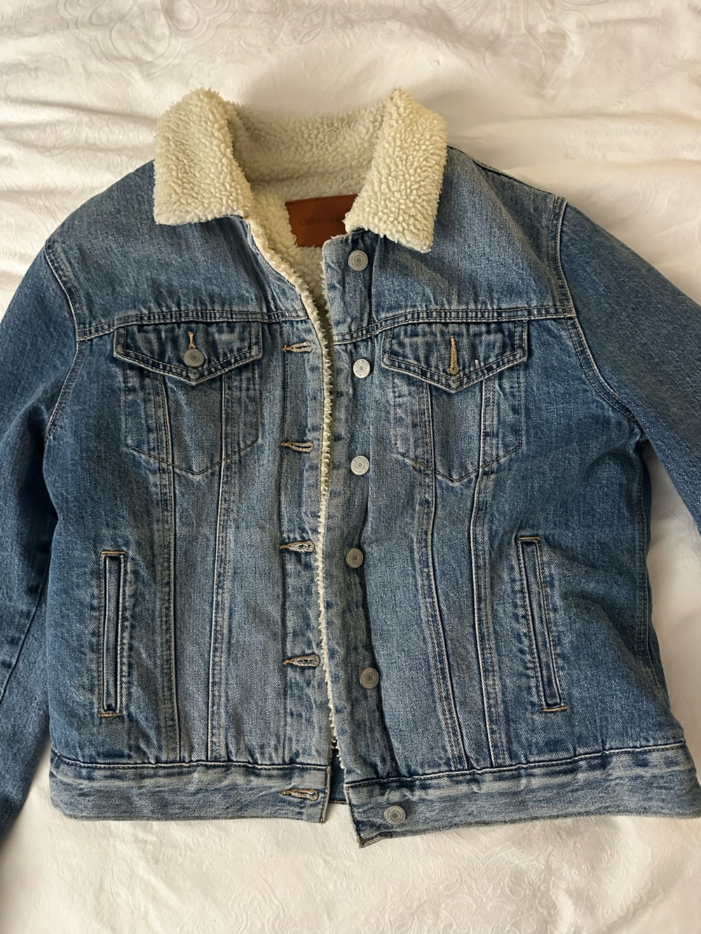 Lucky Brand Denim Sherpa-Lined Jacket — Size M